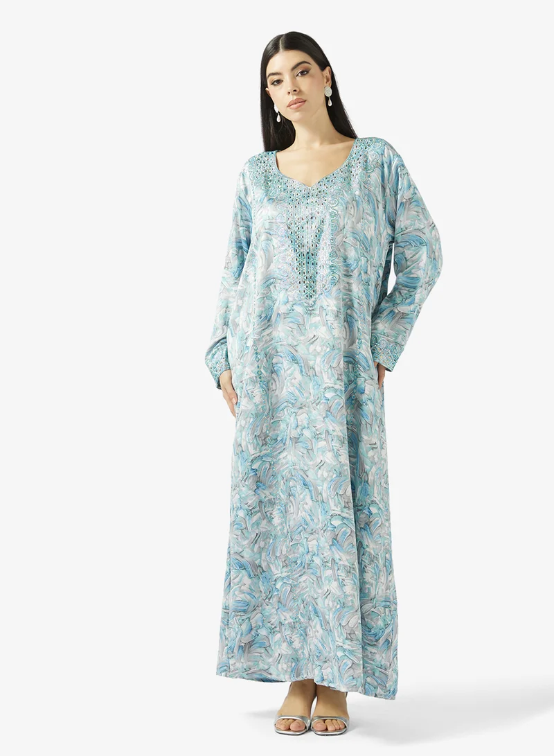 hayas closet Embroidered Belted Jalabiya